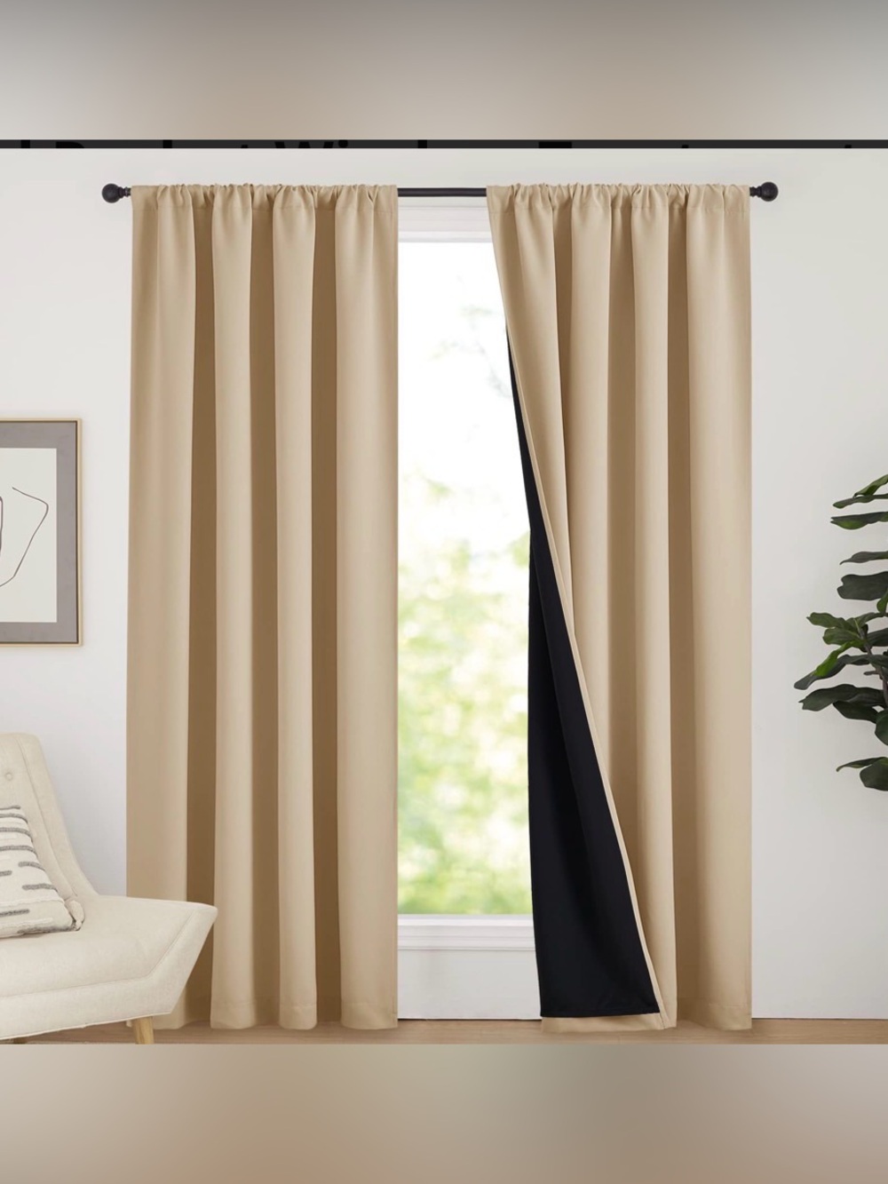 Nicetown Blackout Curtain Panel 52x84 Beige Thermal Room Darkening Grommet